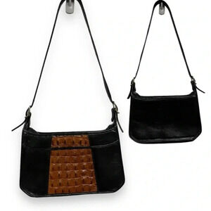 Faux Leather Croc Shoulder Bag